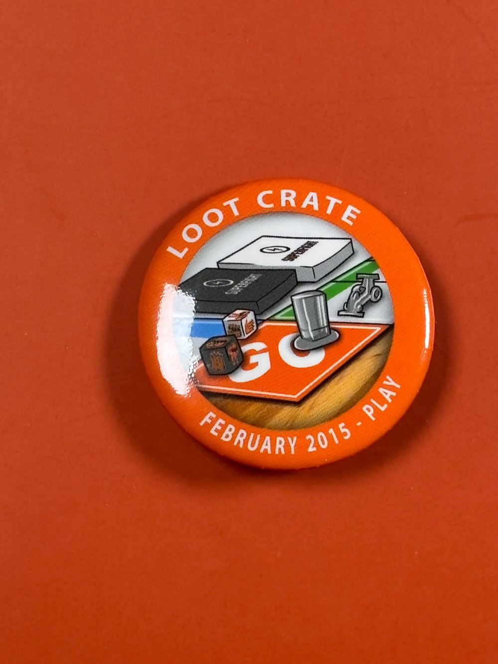 Loot Crate February 2015 Play Pin Back Button Badge Monopoly Board